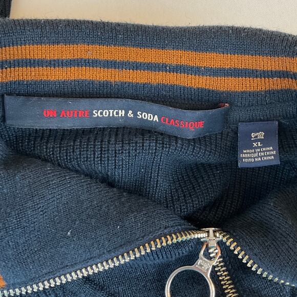 Scotch & Soda Men's K22 Quarter Zip Pullover Long Sleeve Sweater, Navy - Size XL - Picture 5 of 6